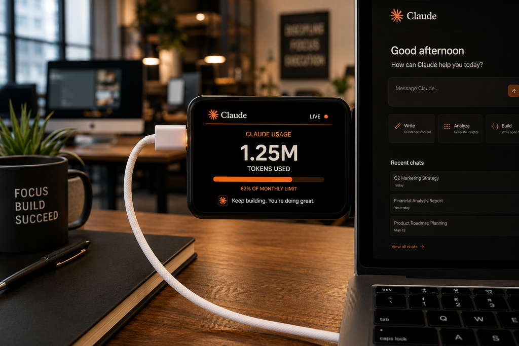 1.64" OLED — Live Stock, Crypto & Stripe Ticker for Your Desk